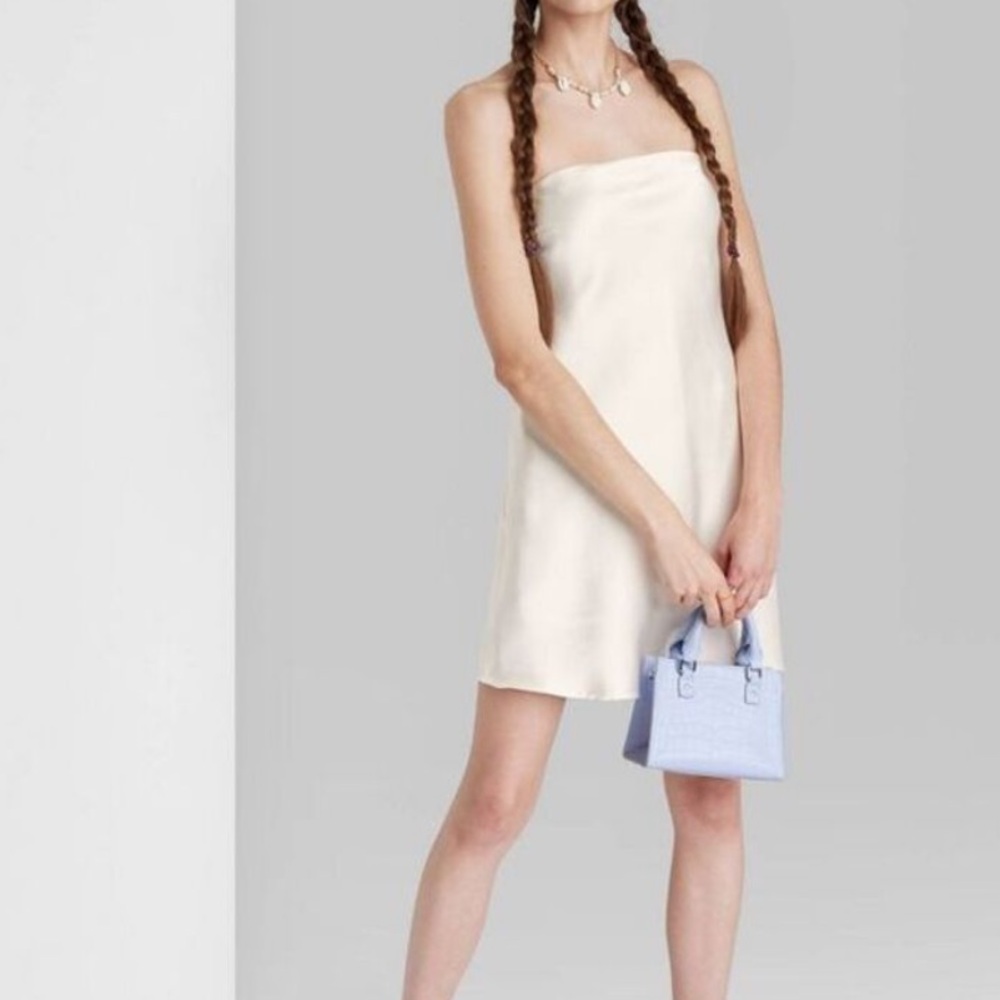 white satin mini dress